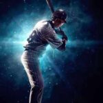 Baseball player holding bat